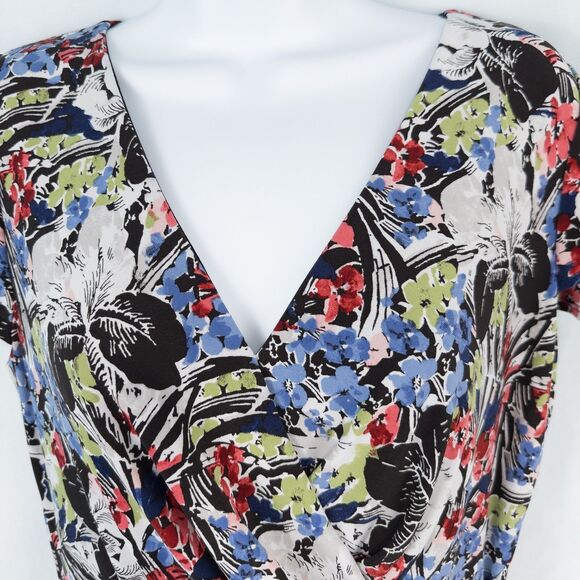 Lauren Ralph Lauren Floral Flutter Sleeve Surplice Dress Size 10 Stretch Ruched - Picture 5 of 16